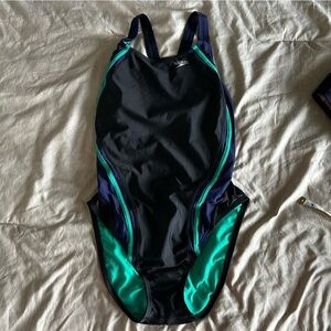 Speedo Swim One-Piece Swimsuit - Black and Green